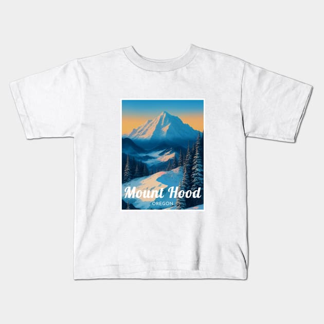 Mount Hood Oregon United States Ski Kids T-Shirt by UbunTo